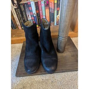 Fly London Women’s Size EU 40 US 10 Black Suede Ankle Booties Boots Heeled